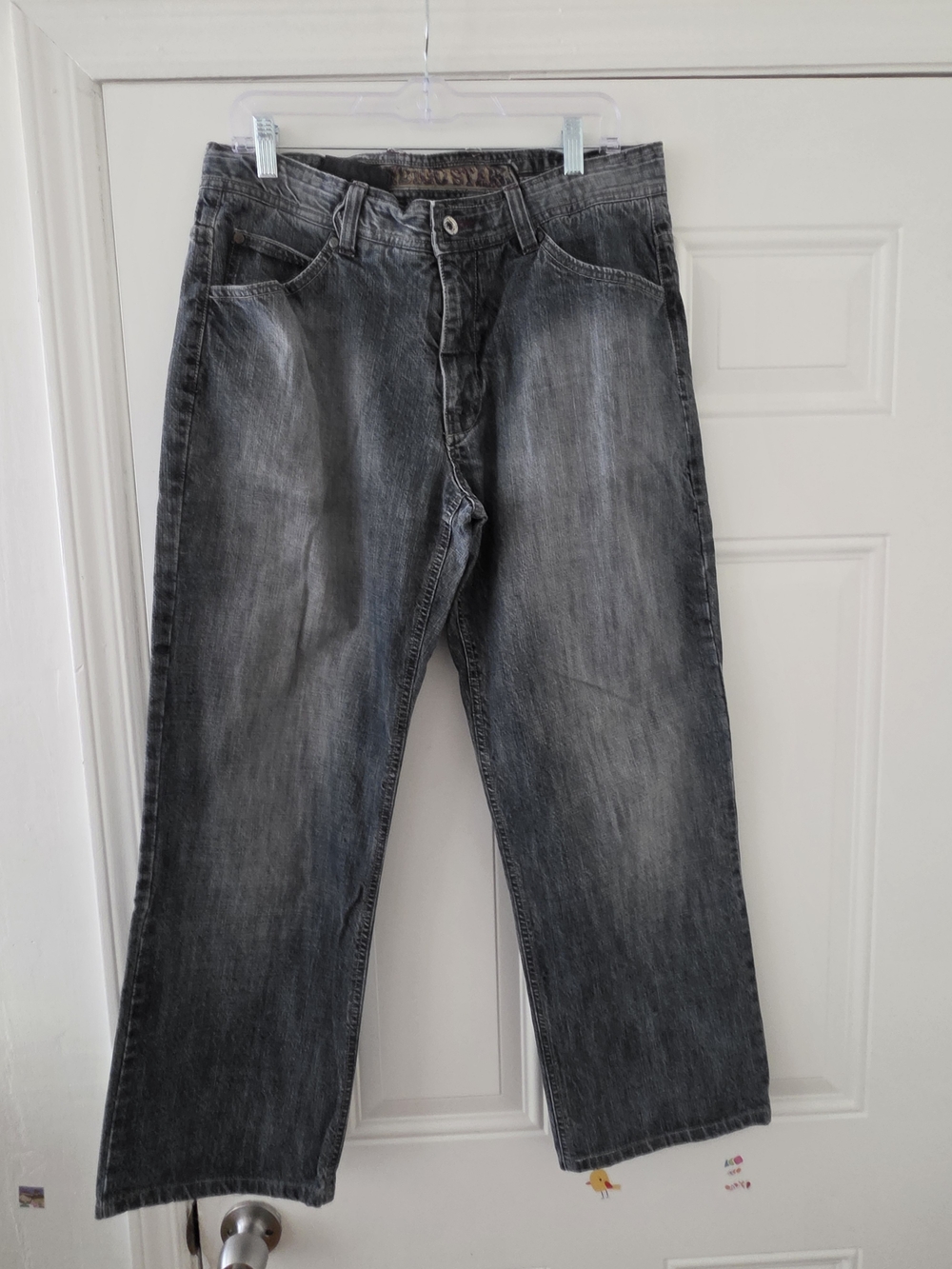 Indigo Men's Washed Gray Straight Jeans